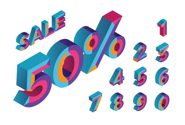 Скидка Изометрический Трехмерный Алфавит Процент Скидка Фон Продажи Цветной Многоугольный Стоковая Иллюстрация