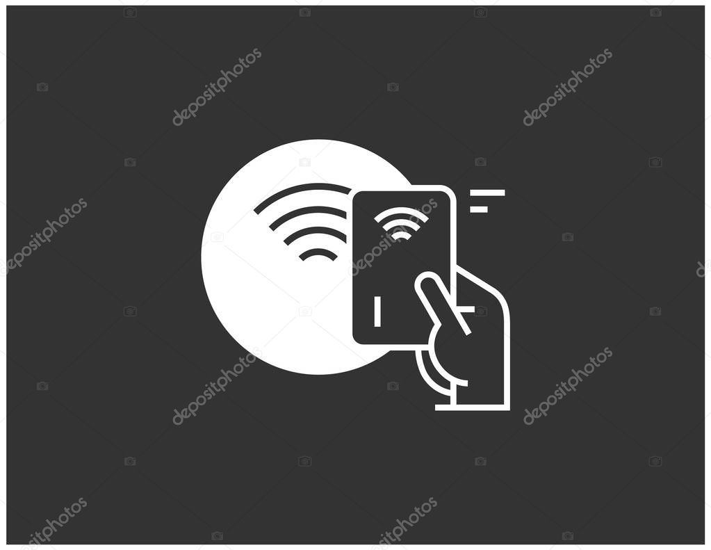 NFC contactless wireless pay sign logo. Credit card or mobile nfc payment. Vector icon concept.