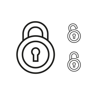 Kilit, simgeyi aç. Koruma görüntüsü. vektörü ayarla.