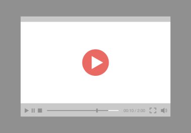 Video oynatıcı arayüzü, web ve mobil uygulamalar için model. Düz stil. Vektör illüstrasyonu, Bölüm 10.
