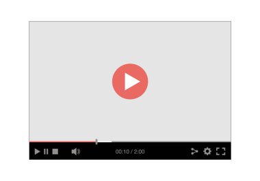 Video oynatıcı arayüzü, web ve mobil uygulamalar için model. Düz stil. Vektör illüstrasyonu, Bölüm 10.