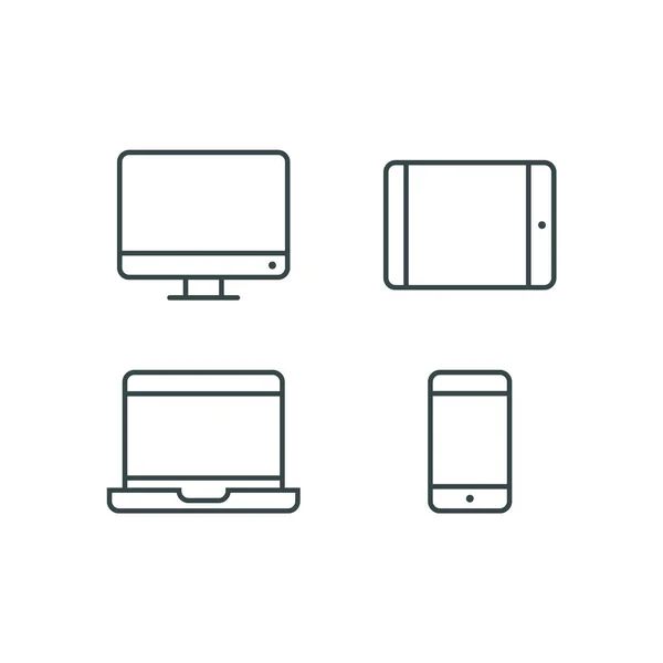 Iconos Del Dispositivo Teléfono Inteligente Tableta Computadora Portátil Computadora Escritorio — Archivo Imágenes Vectoriales