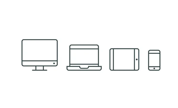 Gerätesymbole Smartphone Tablet Laptop Und Desktop Computer Vektorillustration Des Responsiven — Stockvektor
