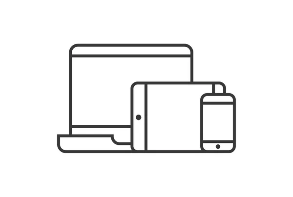 デバイスアイコン スマートフォン タブレット ラップトップ デスクトップコンピュータ レスポンシブWebデザインのベクトル図 — ストックベクタ