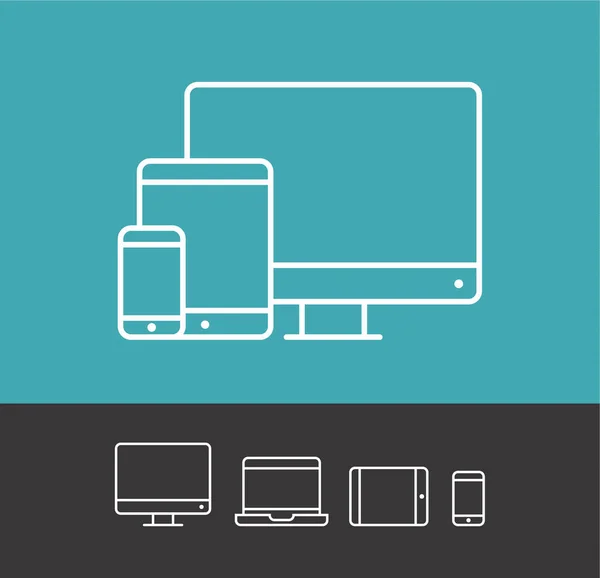 Iconos Del Dispositivo Teléfono Inteligente Tableta Computadora Portátil Computadora Escritorio — Archivo Imágenes Vectoriales