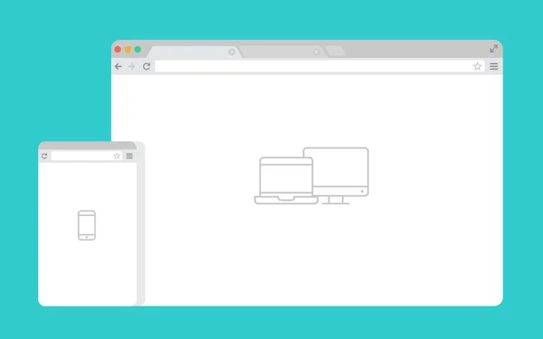 Conjunto Ventanas Planas Del Navegador Blanco Para Diferentes Dispositivos Vector — Archivo Imágenes Vectoriales