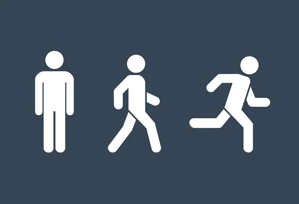 Άνθρωπος Στέκεται Περπατά Και Τρέχει Εικονίδιο Σετ Σύμβολο Ανθρώπων Εικονογράφηση — Διανυσματικό Αρχείο