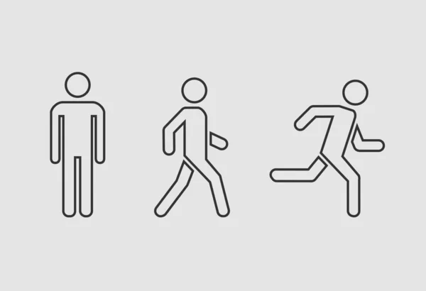 Hombre Para Camina Corre Conjunto Iconos Gente Símbolo Ilustración Vectorial — Vector de stock