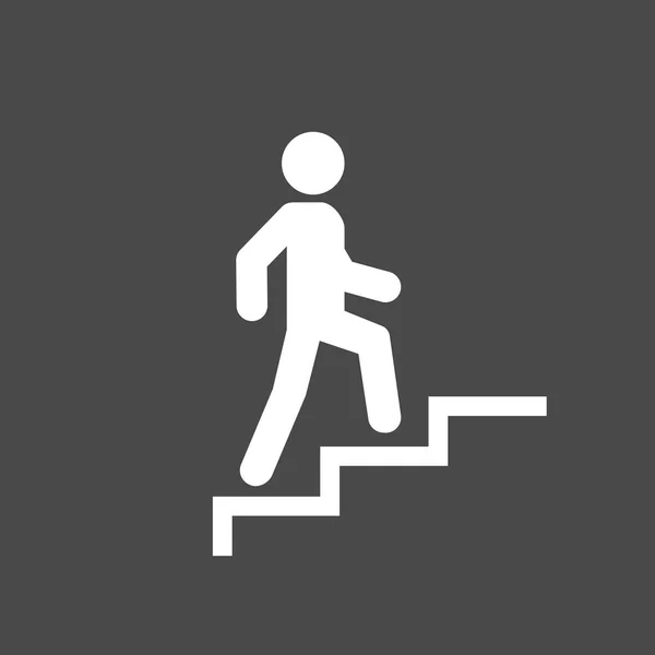 2階のアイコンサイン階段を歩く男 キャリアシンボル フラットなデザイン ベクターイラスト — ストックベクタ