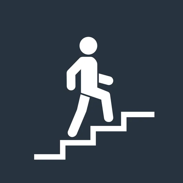 Upstairs Icon Sign Walk Man Stairs Career Symbol Flat Design — Stock Vector