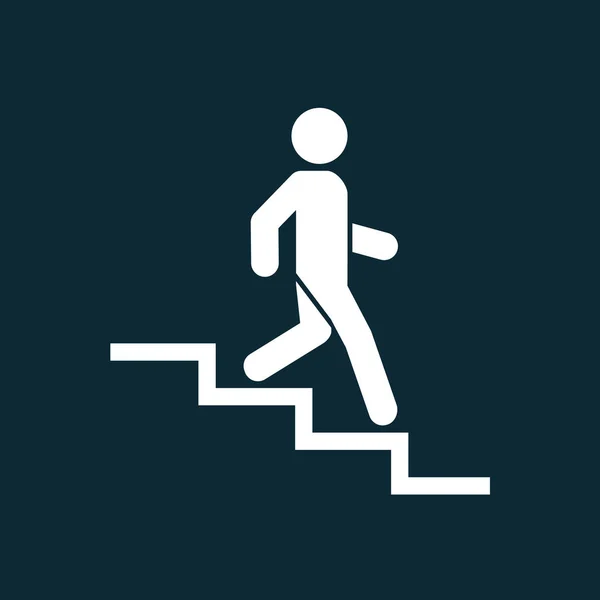 Downstairs Icon Sign Walk Man Stairs Career Symbol Flat Design — Stock Vector