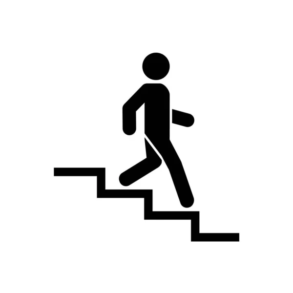 Signo Icono Abajo Camina Hombre Las Escaleras Símbolo Carrera Diseño — Vector de stock