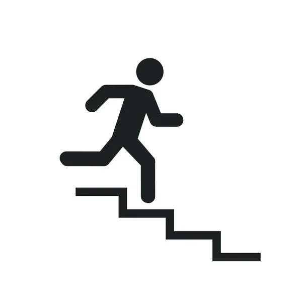 Signo Icono Abajo Camina Hombre Las Escaleras Símbolo Carrera Diseño — Vector de stock