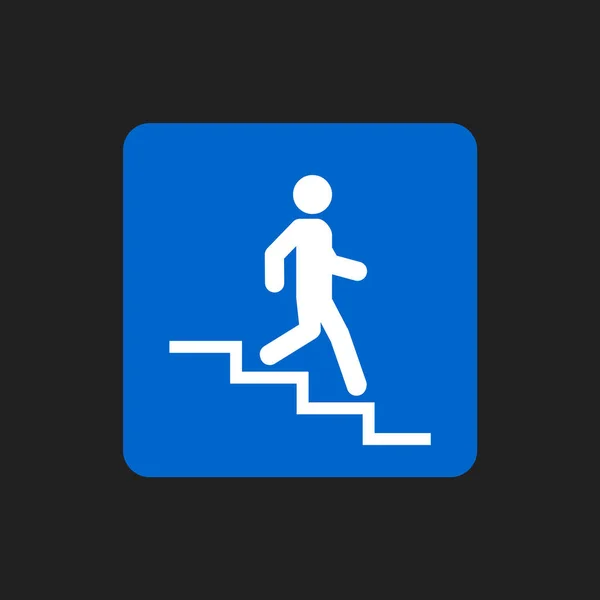 Signo Icono Abajo Camina Hombre Las Escaleras Símbolo Carrera Diseño — Vector de stock