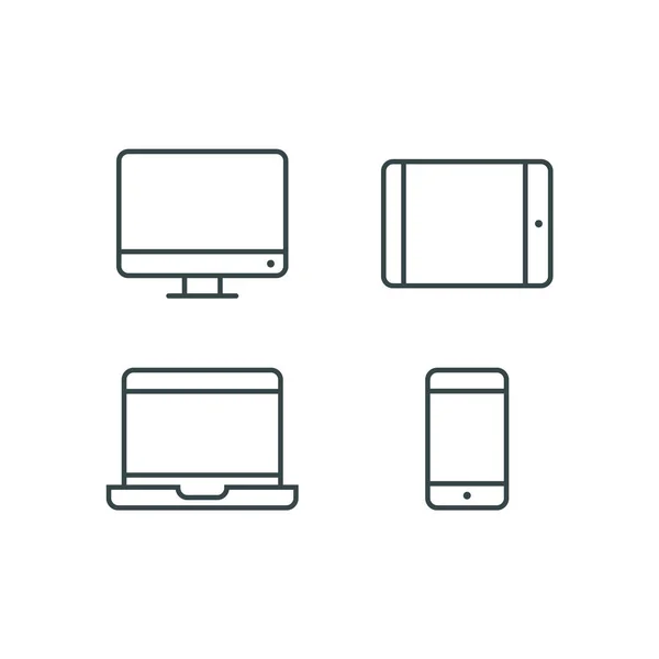 Ikony Zařízení Chytrý Telefon Tablet Notebook Stolní Počítač Vektorová Ilustrace Stock Vektory