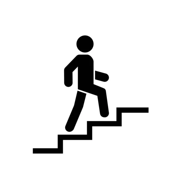 Знак Значка Наверху Ходячий Человек Лестнице Символ Карьеры Плоский Дизайн Стоковая Иллюстрация