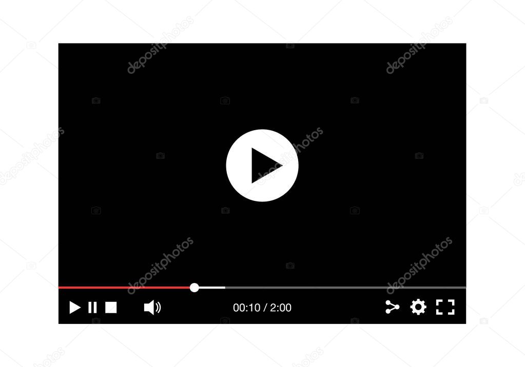 video player interface, mock-up for web and mobile apps. Flat style. Vector illustration, EPS10.