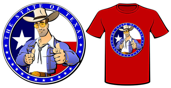 Emblem, logo, print for T-shirt.  Cowboy of the Wild West.