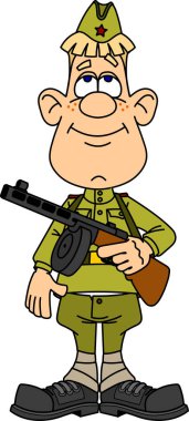 II. Dünya Savaşı'nın askerleri. Silahlı Rus Sovyet askeri, SSCB ordusu.