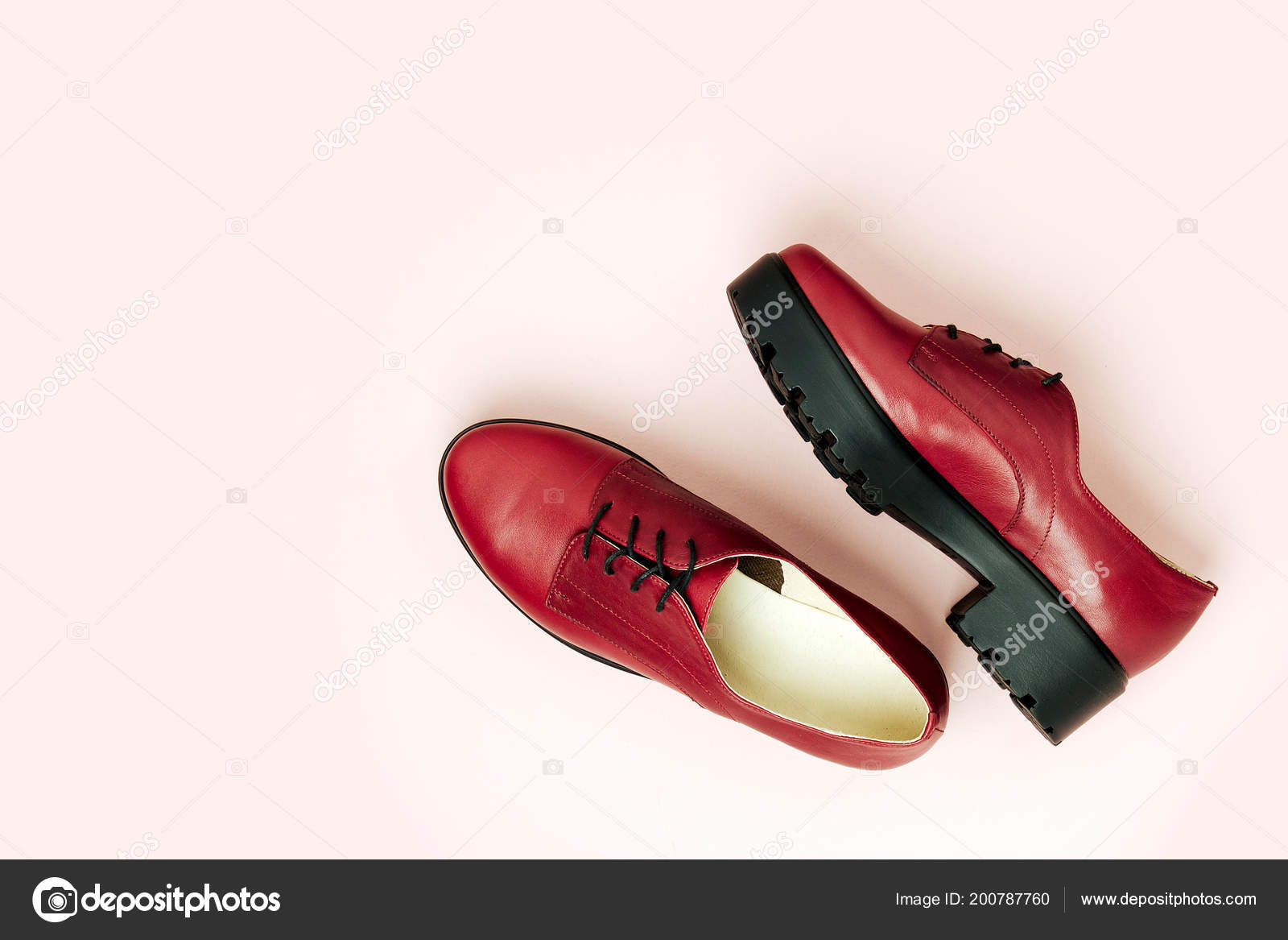Fashionable shoes. Black and red shoes on a white background Stock