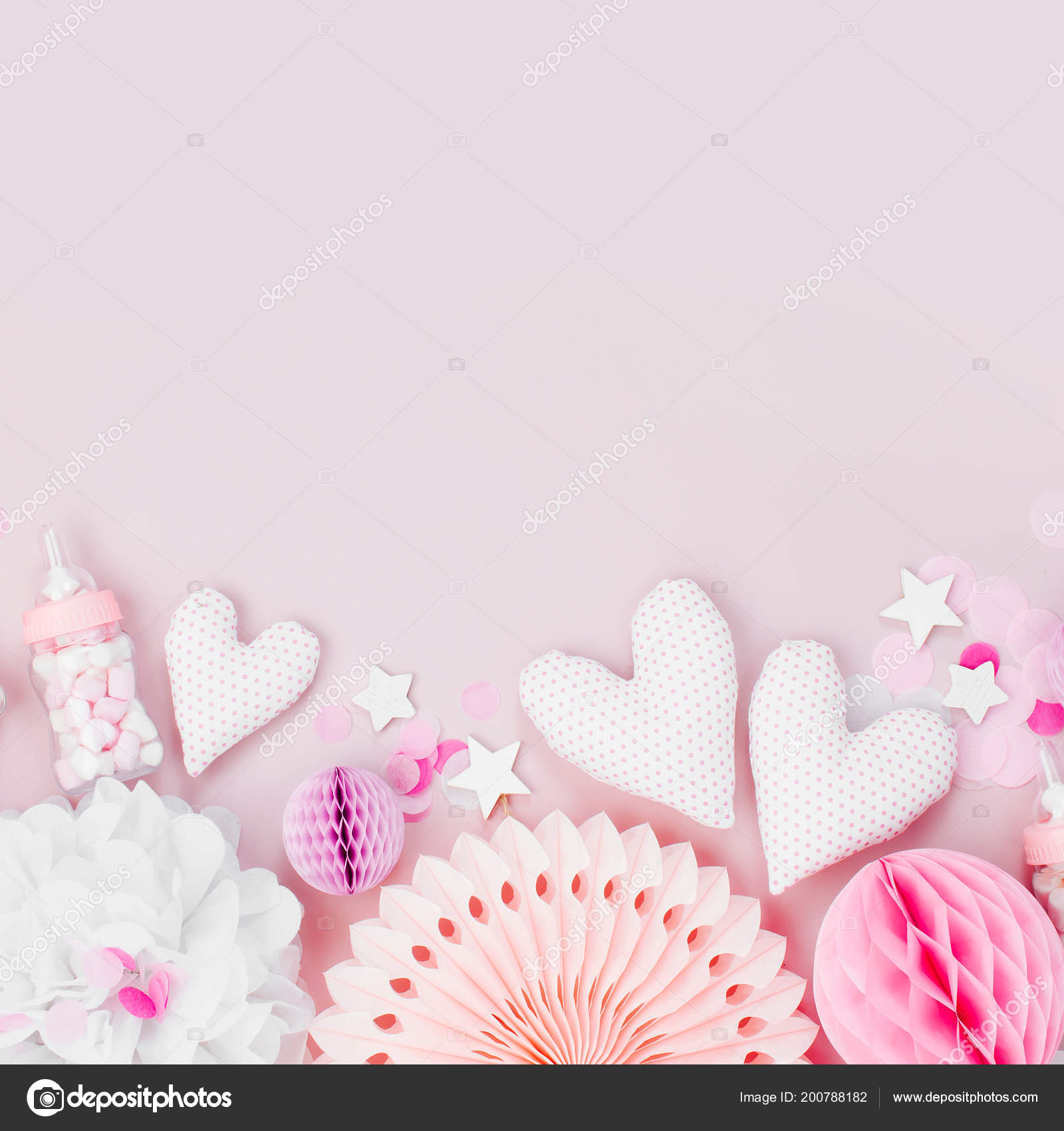 Frame Made Pink White Paper Decorations Baby Shower Party Girl Frame Made Pink White Paper Decorations Baby Shower Party Girl
