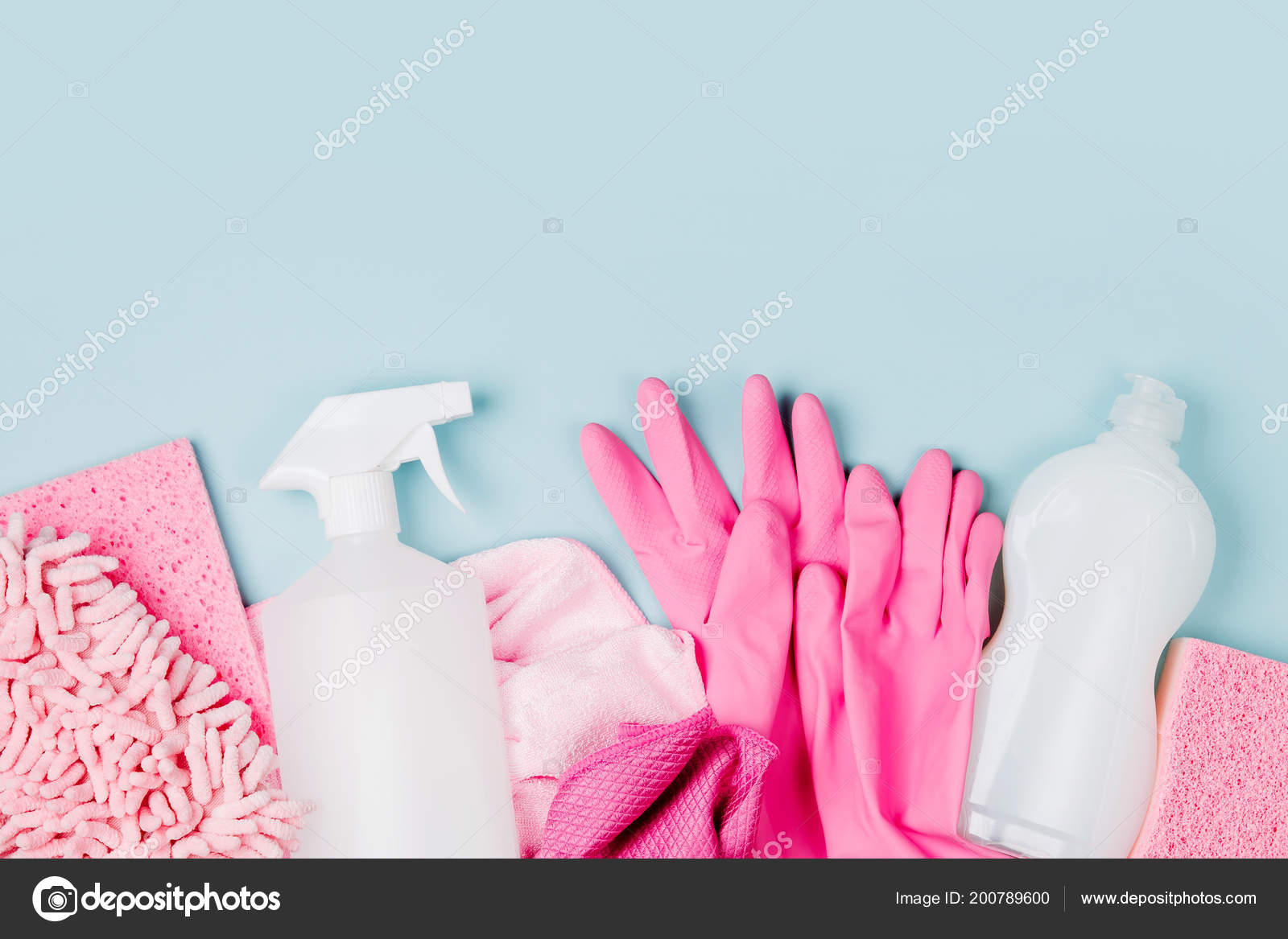 Detergents Cleaning Accessories Pink Color Cleaning Service Concept Flat  Lay Stock Photo by ©Igishevamaria 200789600
