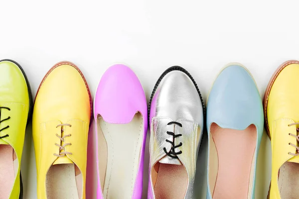 Elegantes Zapatos Primavera Otoño Femeninos Varios Colores Concepto Belleza Moda — Foto de Stock