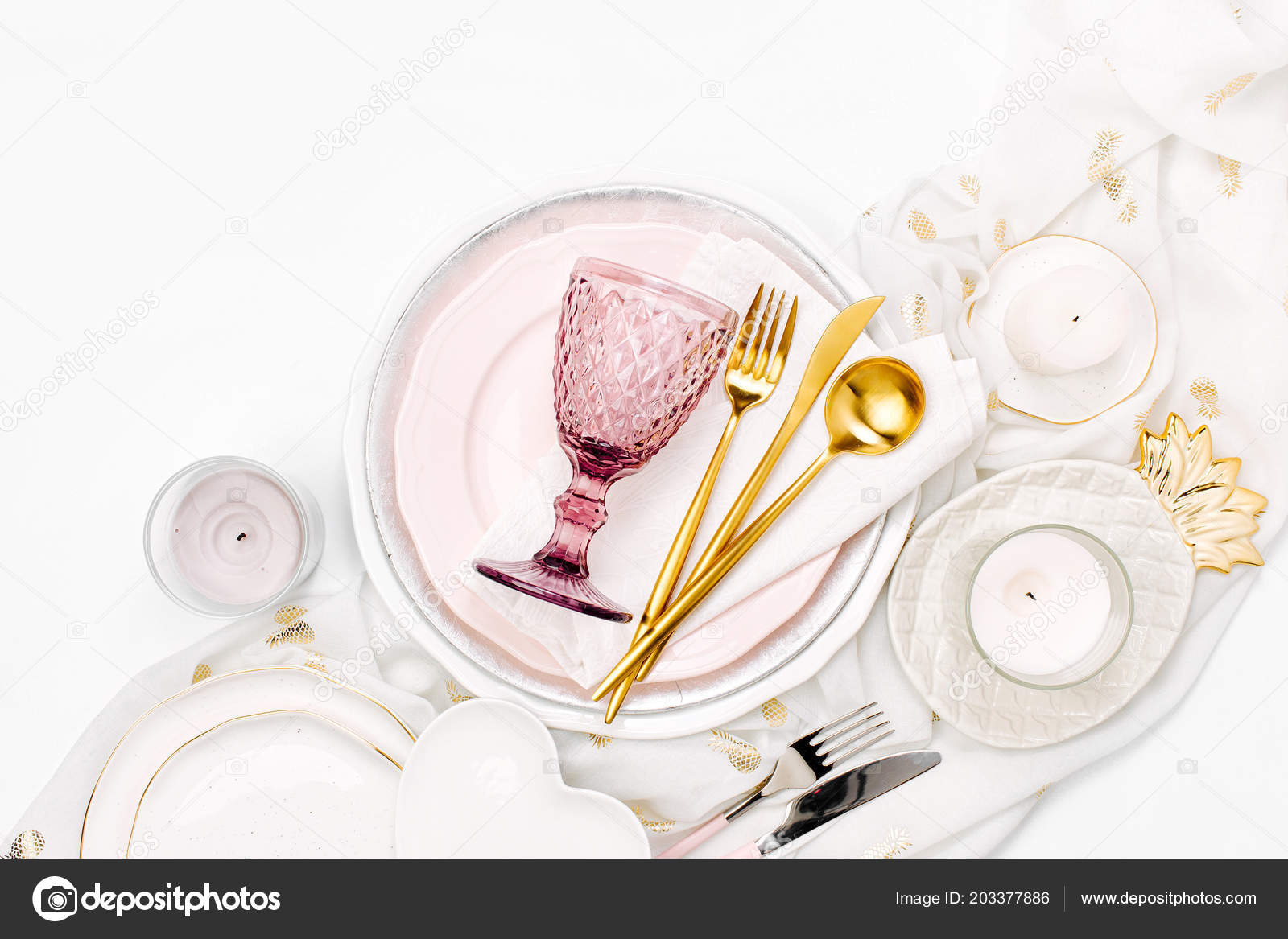 Tableware Decorations Serving Festive Table Plates Wine Glasses