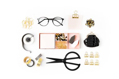 Siyah ve beyaz iş Kırtasiye. Düz yatıyordu, en iyi görünümü