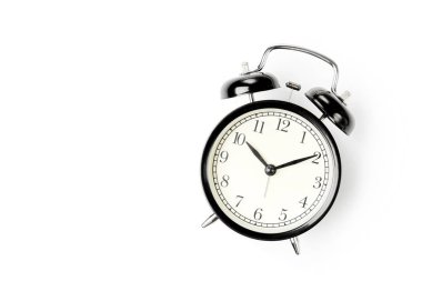 Beyaz arkaplanda siyah alarm saati