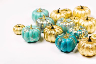 mavi ve altın pumpkins, halloween dekorasyon