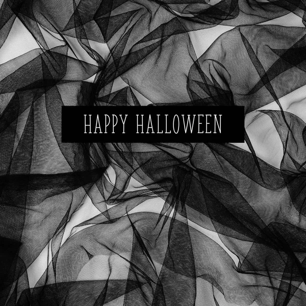 Felice Halloween Lettering Sfondo Tessuto Nero — Foto Stock