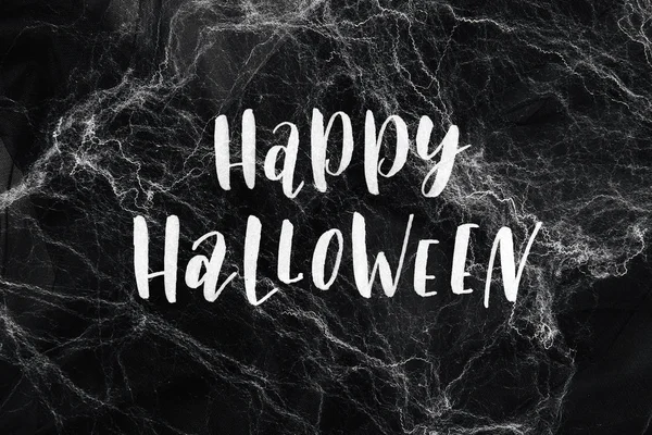 Letras Halloween Feliz Con Tela Araña Fondo — Foto de Stock