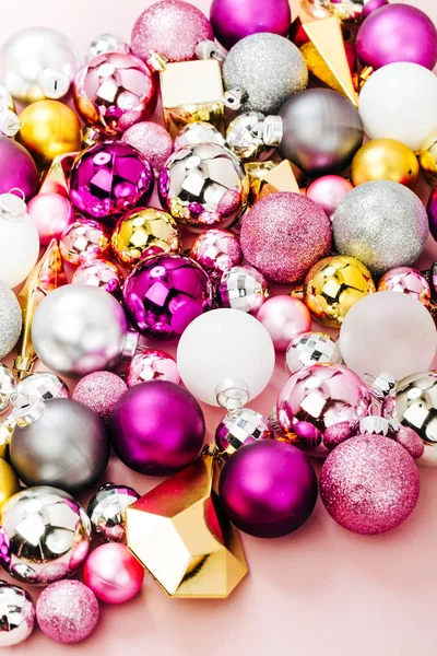Background Christmas Shiny Baubles Gold Crystals — Stock Photo, Image