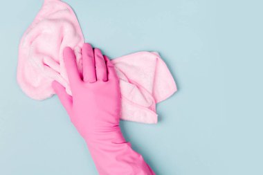 pembe lastik eldiven mikrofiber bez tutan el