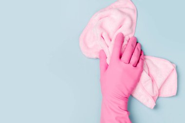 pembe lastik eldiven mikrofiber bez tutan el