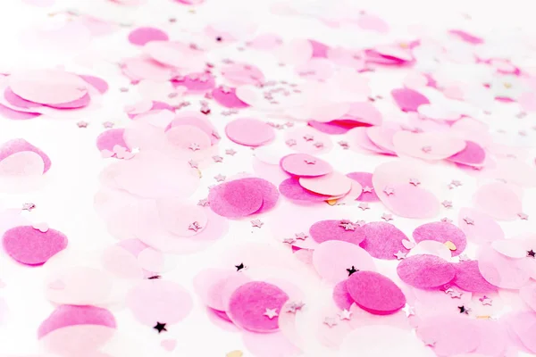 Святковий Фон Рожевого Паперу Конфетті Білому Фоні — стокове фото