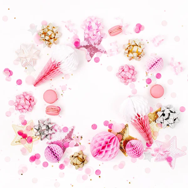 Праздничный Фон Pastel Pink Золотые Украшения — стоковое фото