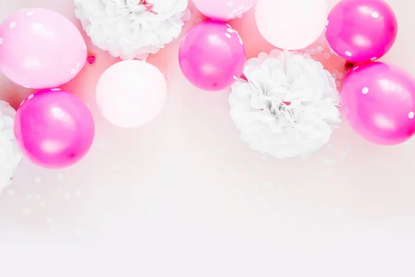 pastel pink balloons on white background