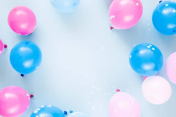 Πολύχρωμα Μπαλόνια Παστέλ Χρώμα Φόντου Εορταστική Γενέθλια Κόμμα Έννοια Επίπεδη — Φωτογραφία Αρχείου