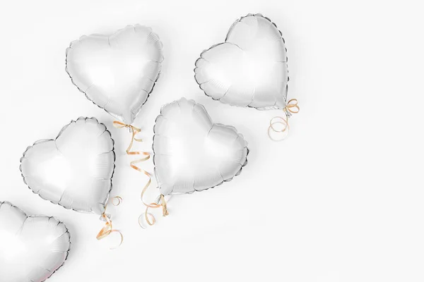 Ballons Air Forme Coeur Sur Fond Blanc Concept Amour Fête — Photo