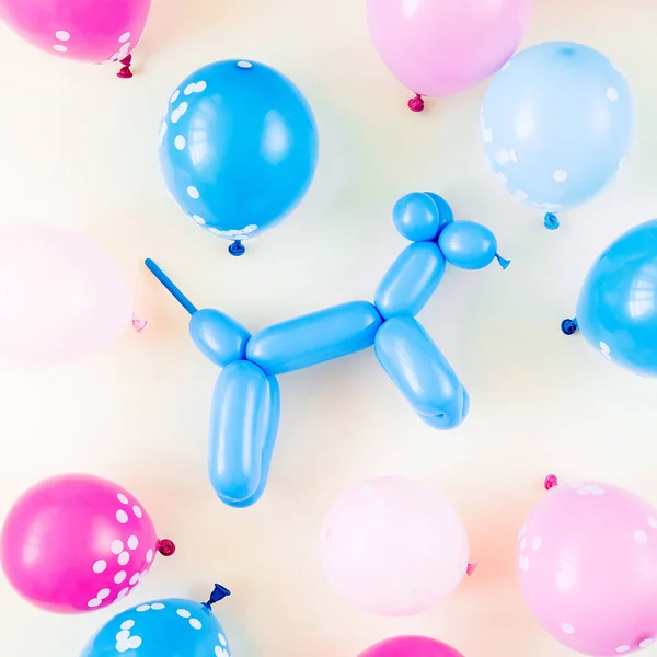 Colorful balloons on pastel color background, festive or birthday party concept