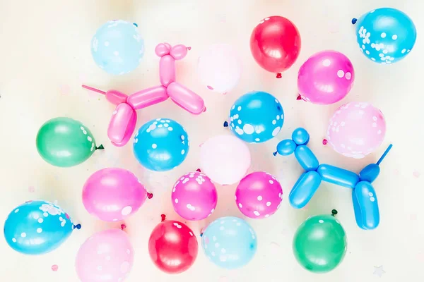 Kleurrijke Ballonnen Pastel Kleur Achtergrond Feestelijke Verjaardag Partij Concept — Stockfoto