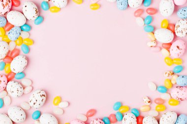 Şık şeker çerçeve arka plan. Paskalya kavramı. Düz yatıyordu