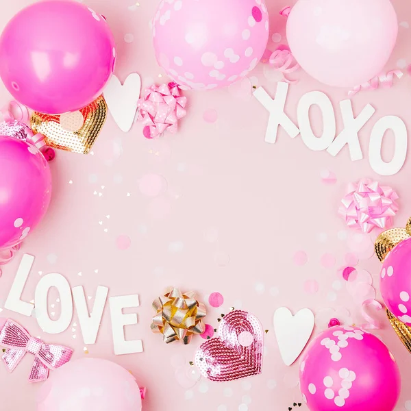 Confetti Bows Paper Decorations Valentines Day Birthday Party Concept Theme — Stock Photo, Image