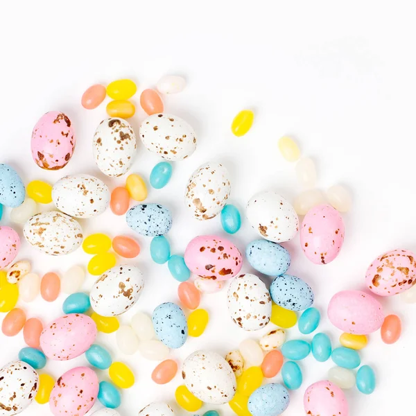 Stylish Candy Background Pastel Colors Easter Concept Flat Lay — Stock Photo, Image