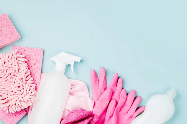 Detergents Cleaning Accessories Pink Color Cleaning Service Concept Flat  Lay Stock Photo by ©Igishevamaria 200789600