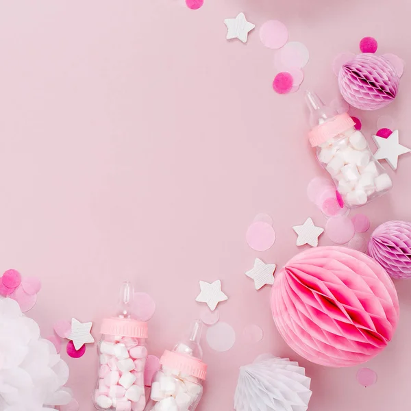 Marco Hecho Botellas Leche Para Bebés Decorativas Con Dulces Decoraciones — Foto de Stock