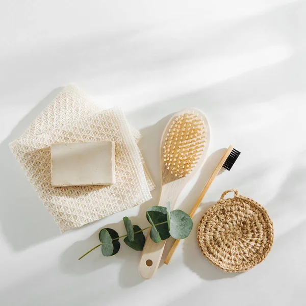 Soap Eco Bag Sikat Gigi Bambu Produk Kosmetik Dan Alat — Stok Foto
