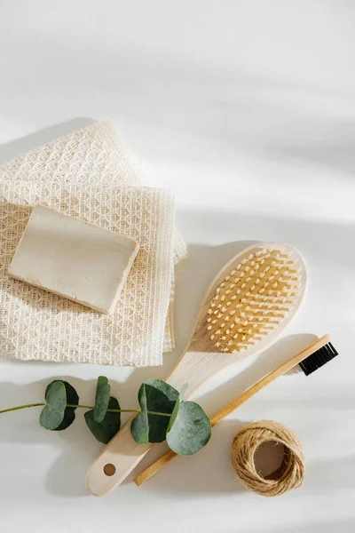 Soap Eco Bag Sikat Gigi Bambu Produk Kosmetik Dan Alat — Stok Foto